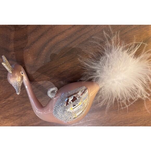 Pink Swan Hand Blown Glass Christmas Ornament - Picture 8 of 13